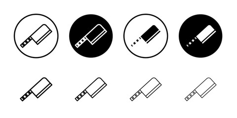 Chopper knife icon Flat simple outline set