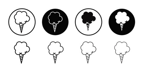 Cotton candy icon Flat simple outline set