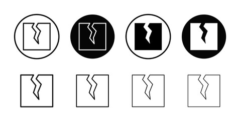 Crack icon Flat simple outline set