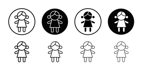 Doll icon Flat simple outline set