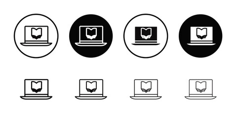 E learning icon Flat simple outline set