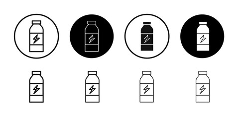 Energy drink icon Flat simple outline set