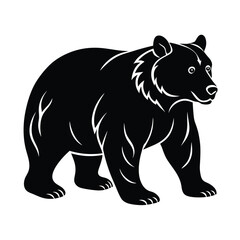 Naklejka premium This wild animal vector illustration depicts a cute bear silhouette, a mammal from nature