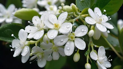 white flowers on a black background