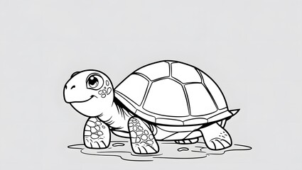cute black and white turtle pictures to learn to color