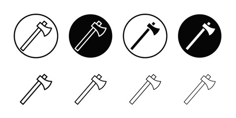 Hatchet icon Flat simple outline set