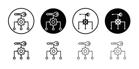 Key factor icon Flat simple outline set