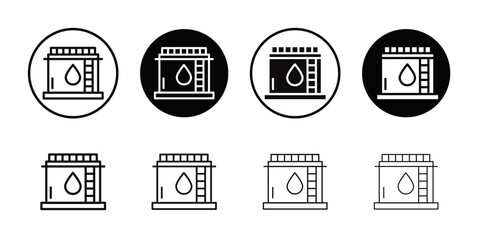 Oil storage icon Flat simple outline set