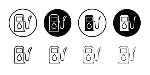 Petrol icon Flat simple outline set