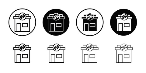 Post office icon Flat simple outline set