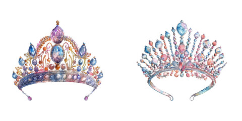 beaded tiara vector illustration in watercolor style © Dar