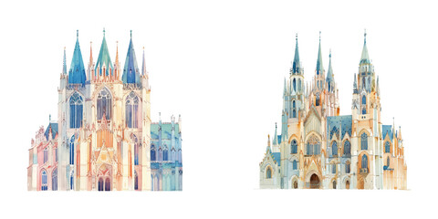 Fototapeta premium cathedral vector illustration in watercolor style