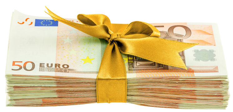 Liasse de billets en paquet cadeau 