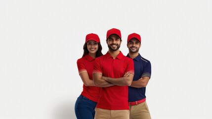 Young man and woman cricket fan wearing red color jersey