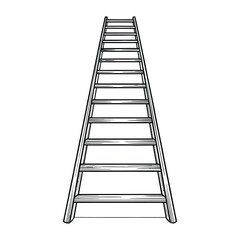 Ladder Line Art, Silhouette, Vector, Icon, Logo, White Background.
