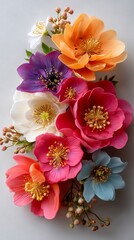 Vibrant polymer clay flowers in assorted colors