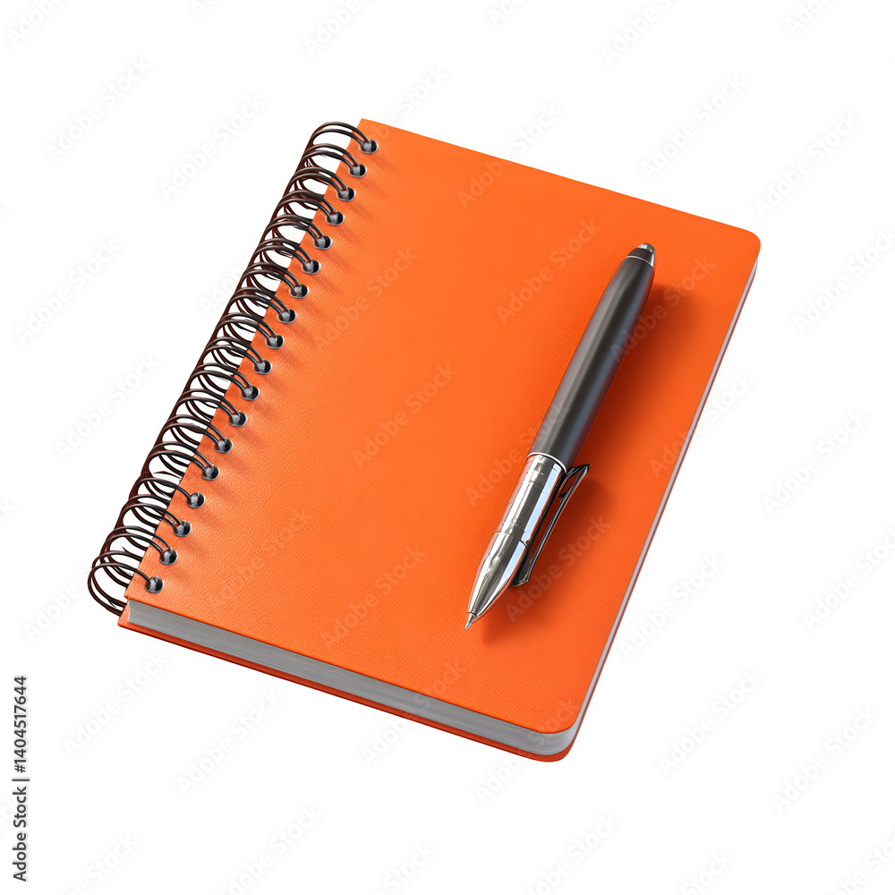 Poster • minimal notebook with pen mockup isolated on transparent background