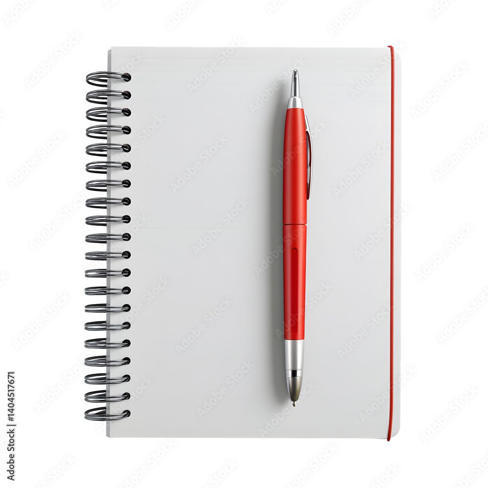 Poster • minimal notebook with pen mockup isolated on transparent background