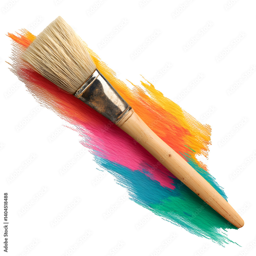Poster • paintbrush with color stroke isolated on transparent background