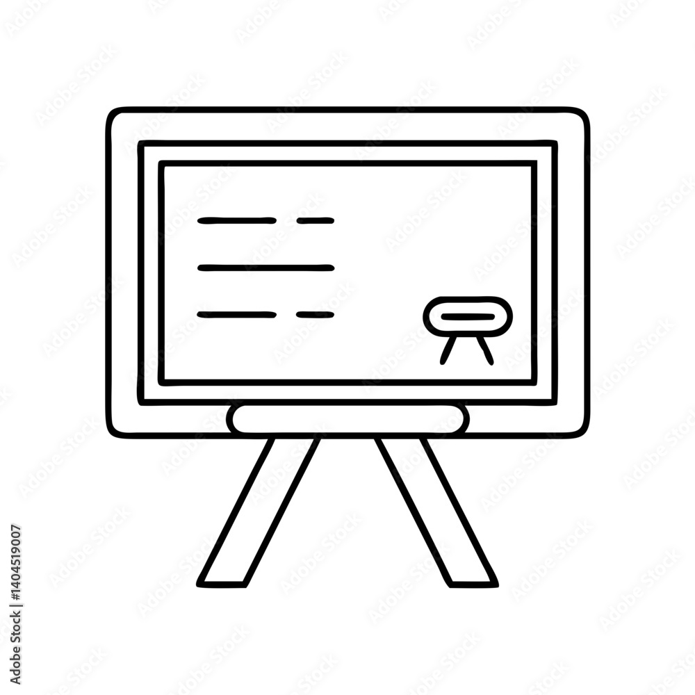 Poster simple line drawing of a small easel with a blank certificate or scoreboard