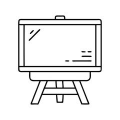 Simple Line Drawing of a Small Easel Displaying a Blank Presentation Board