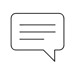 Simple Black Outline Speech Bubble with Text Lines Representing a Message or Communication