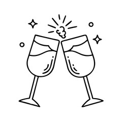 Cheers Two Glasses of Wine Toast Celebration Festive Sparkling Drink New Years Party