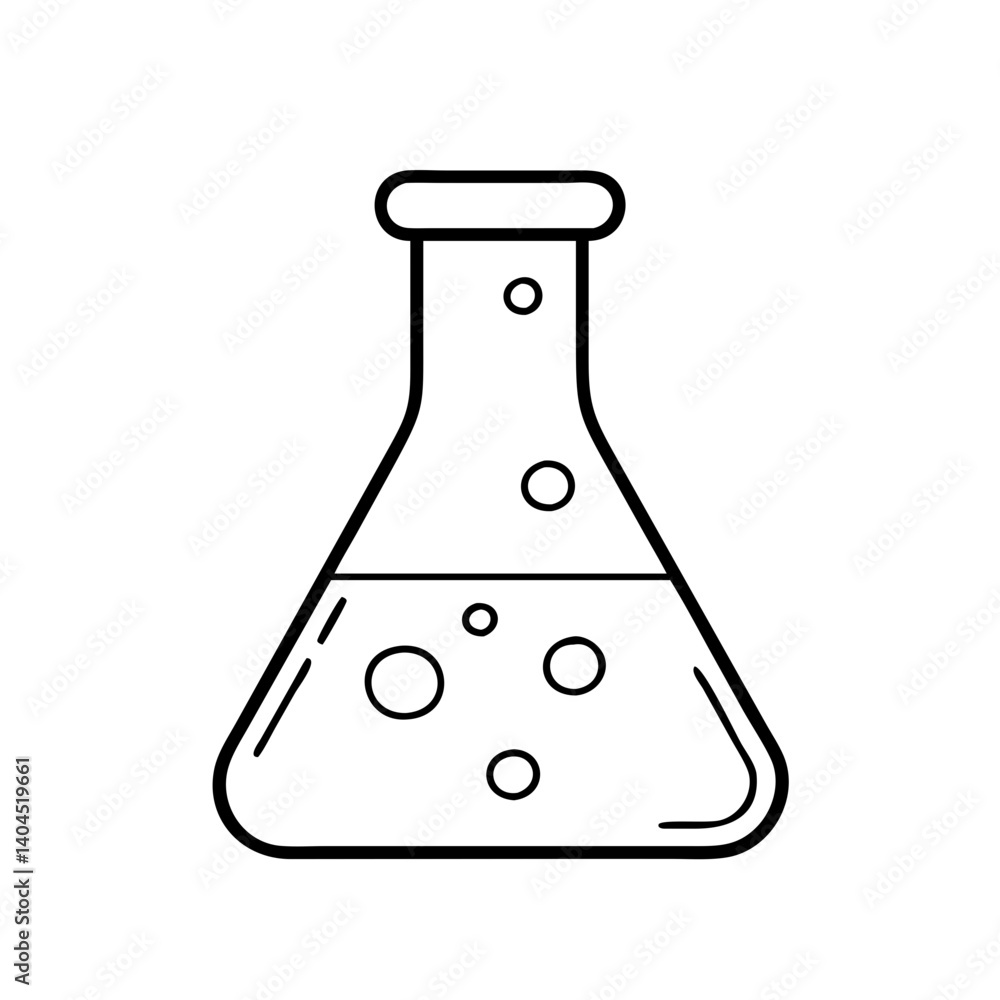 Poster erlenmeyer flask with bubbling liquid science experiment illustration
