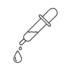 Simple Line Drawing of a Dropper Dispensing a Single Drop of Liquid