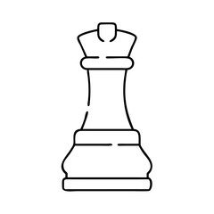Line art illustration of a chess queen piece showing strategy and power
