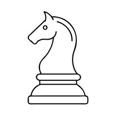 A Simple Line Drawing of a Chess Knight Piece  Illustrating Strategy and Games