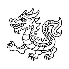 Obraz premium Chinese Dragon Illustration Line Art Drawing Mythical Creature Asian Culture