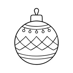 A Simple Line Drawing of a Christmas Ornament Ball Decoration for the Holiday Season