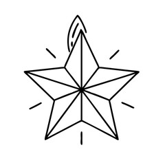 Obraz premium A Sparkling Hand Drawn Five Pointed Star with a Flame Atop