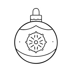 A Simple Line Drawing of a Christmas Ornament with a Snowflake Design