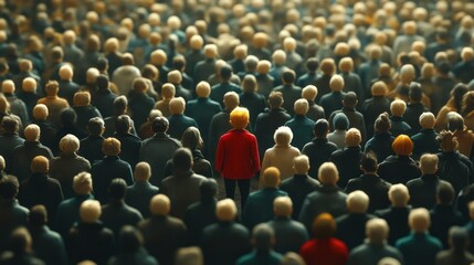Obraz premium An individual stands out in a large homogeneous crowd