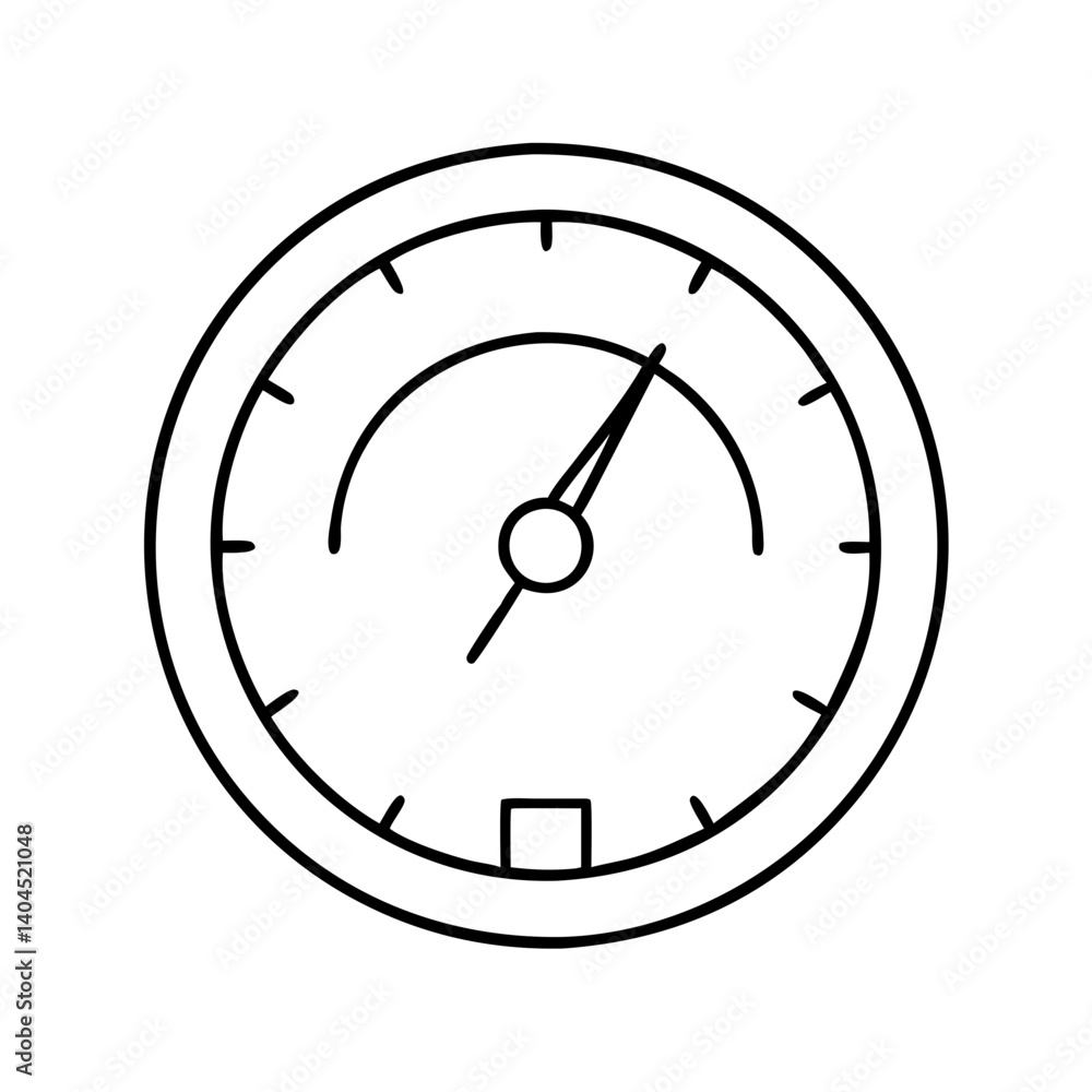 Poster simple line drawing of a circular analog gauge meter for measurement