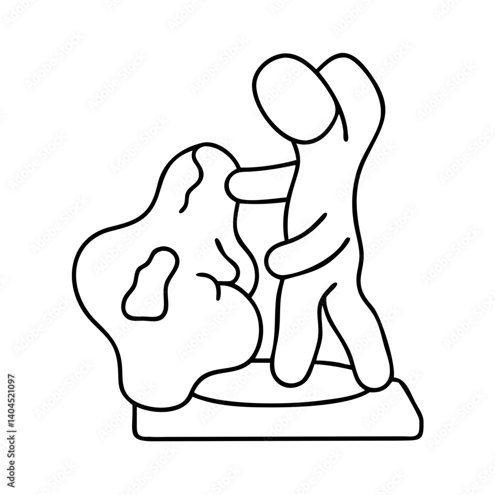 Poster a simple line drawing of a person shaping a blob of clay on a pedestal