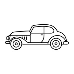 Classic Vintage Retro Automobile Coupe Car Illustration Drawing Outline