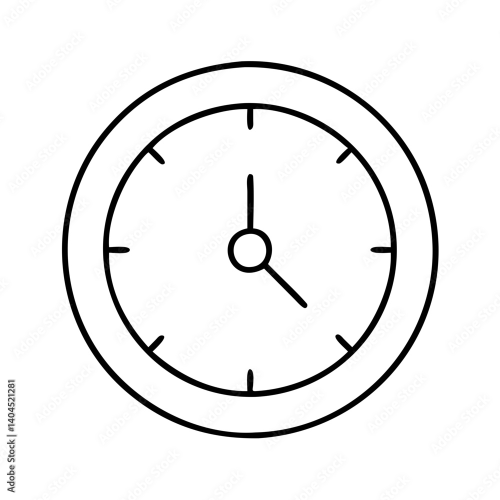 Poster simple black outline clock face showing time management and scheduling