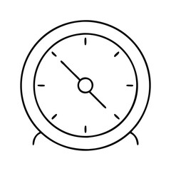 Simple Line Drawing of a Classic Alarm Clock Showing the Time