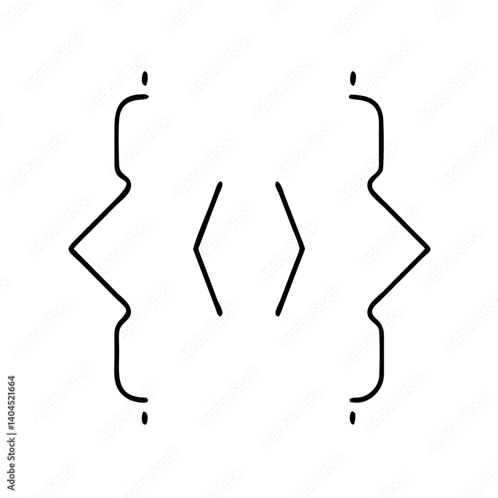 Poster abstract graphic design featuring curly brackets and angle brackets