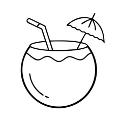 coconut drink icon, coconut drink line art - simple line art of coconut drink, perfect for coconut drink logos and icons