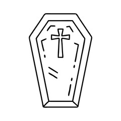 Obraz premium A Simple Line Drawing of a Coffin with a Cross Halloween Decoration Illustration