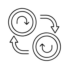 Circular Arrows Showing Process Flow and Data Transfer in a System
