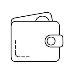 Simple Line Drawing of a Wallet with a Credit Card and Coin Inside