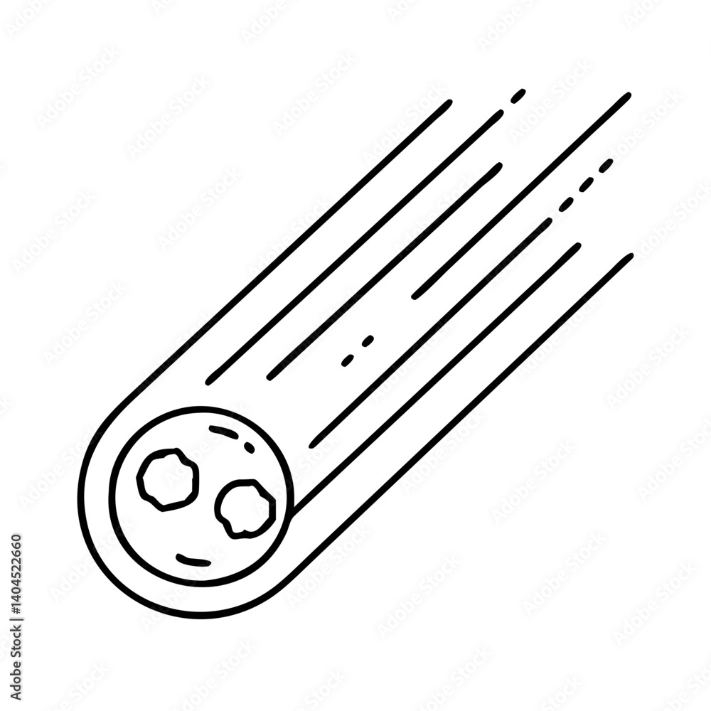 Poster meteoroid falling through the atmosphere with a fiery trail and space rocks