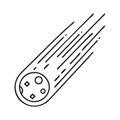 A Line Drawing of a Meteoroid Falling Through Space with a Trail