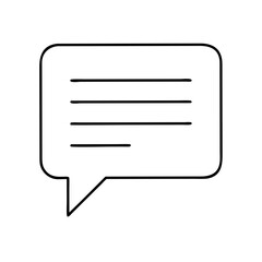 Simple Black and White Text Speech Bubble Communication Icon Graphic Design Element