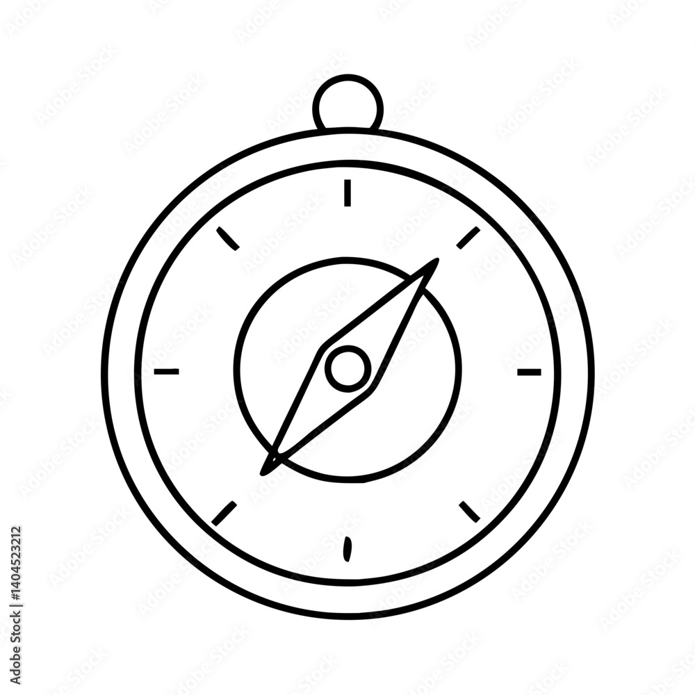 Poster a simple line drawing of a classic compass for navigation and exploration